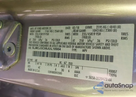 2018 Lincoln Mkc Reserve z USA, uszkodzony, nr VIN 5LMCJ3C99JUL18904